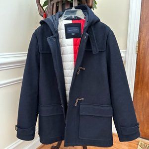 Tommy Hilfiger Men's Wool Blend Hooded Toggle Duffle Coat Jacket